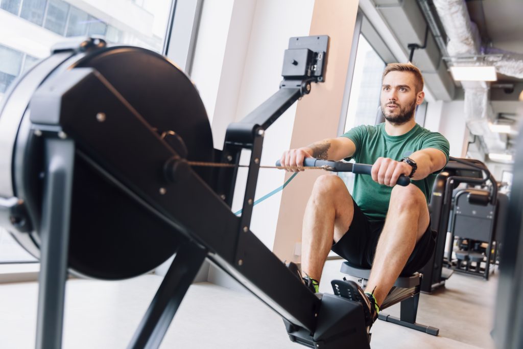 Man doing rowing exercise.
