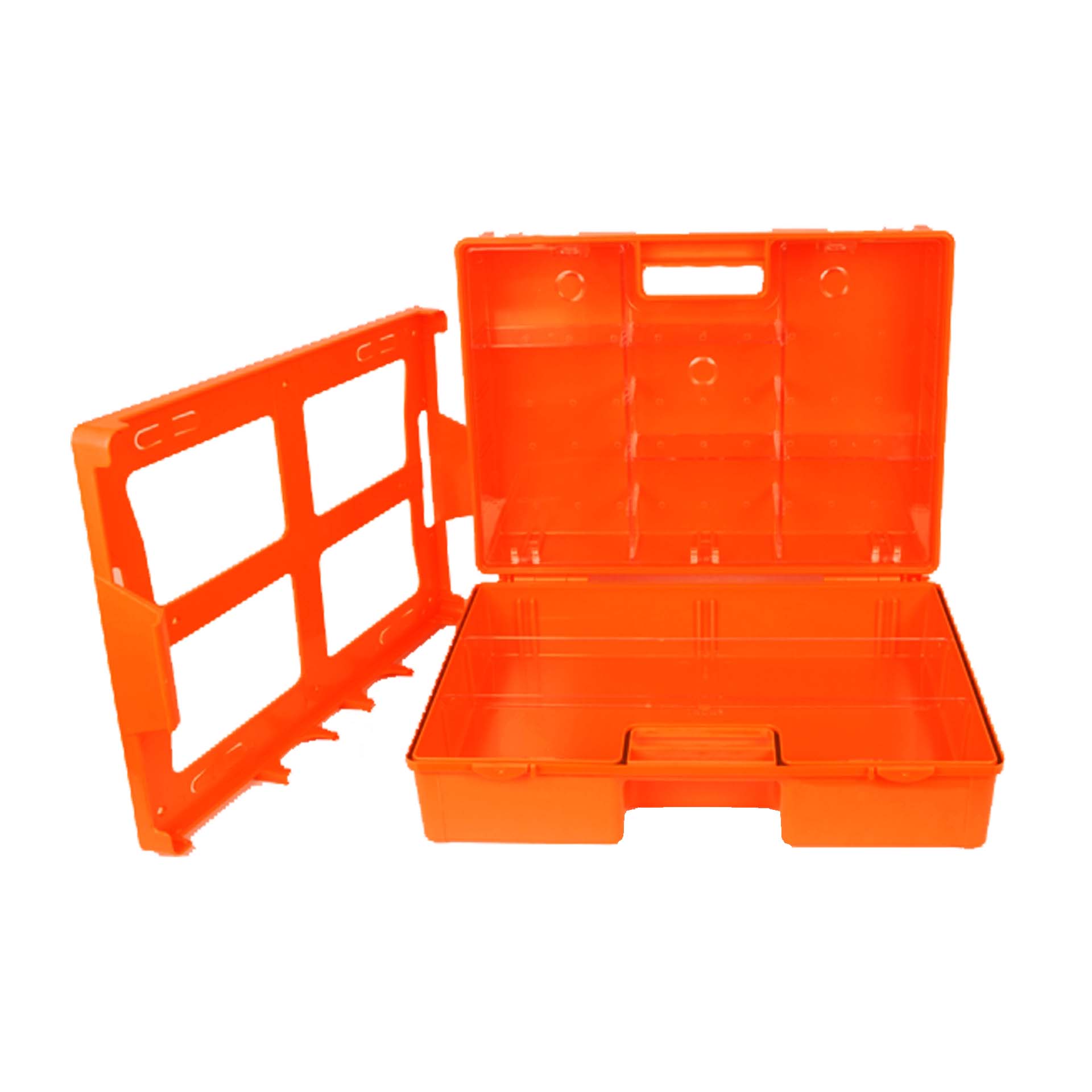 Image of the inside of an orange first aid box