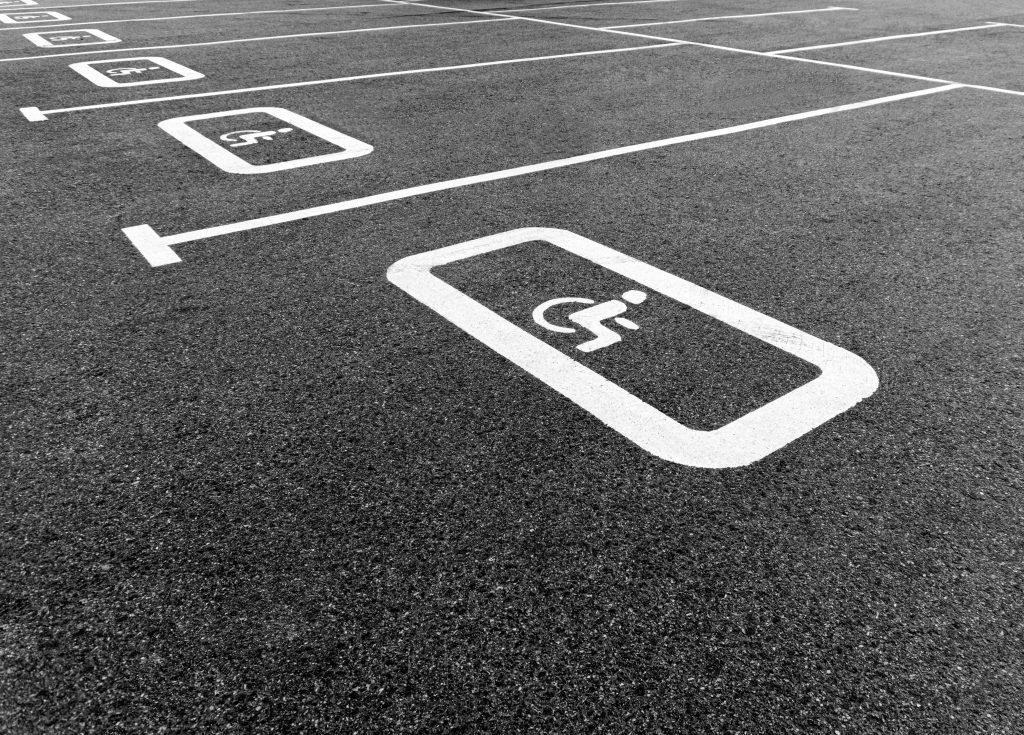 parking space image shows a wide parking space for physical therapy patients