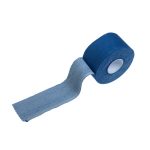 Image of a roll of a blue sports tape with dimensions 1.5" x 15 yards