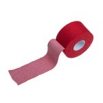 Image of a roll of a red sports tape with dimensions 1.5" x 15 yards