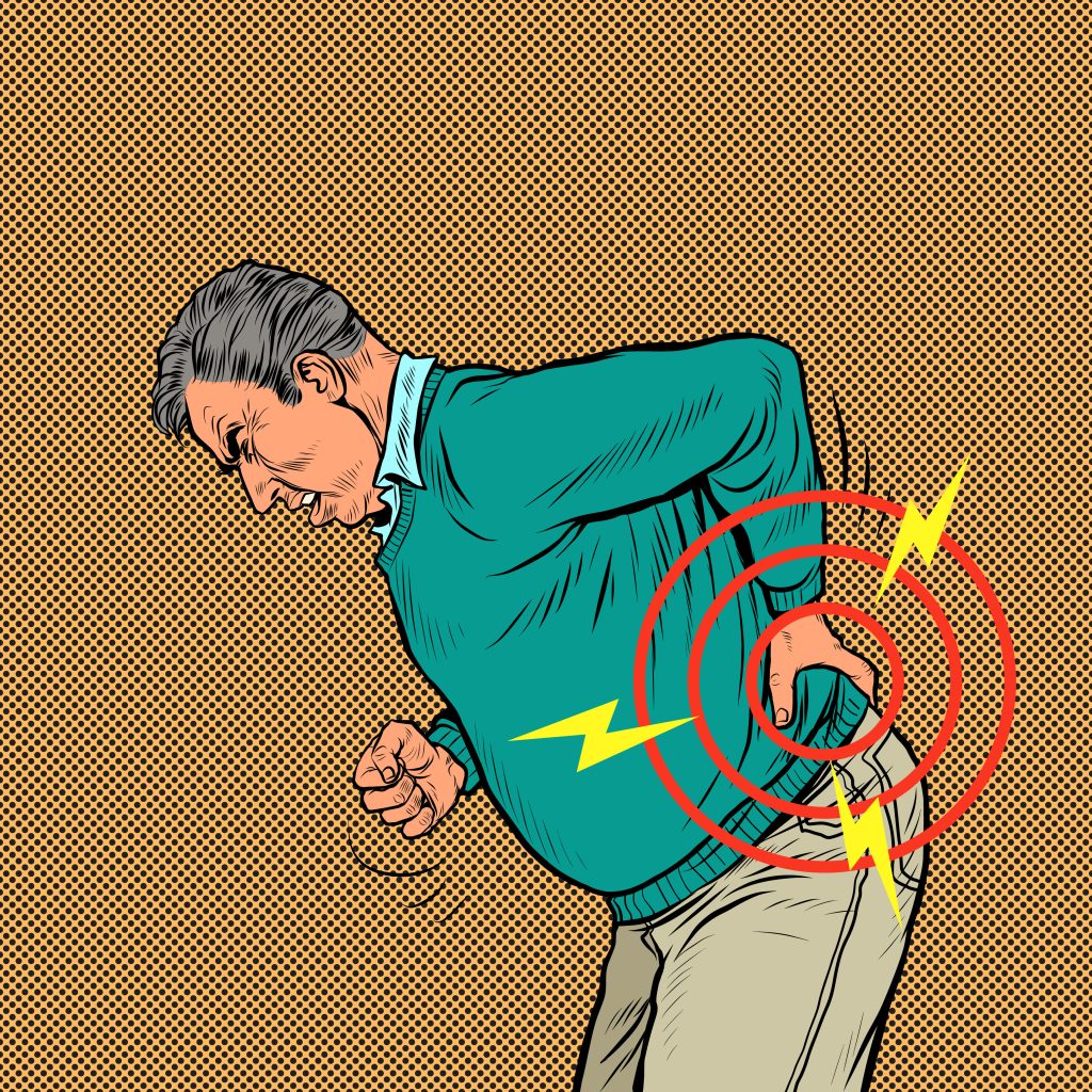 Elderly man with back pain.