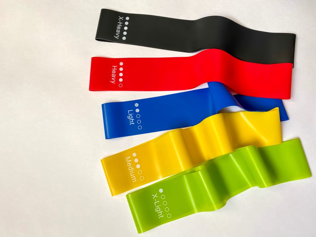 Set of multi-colored resistance bands.