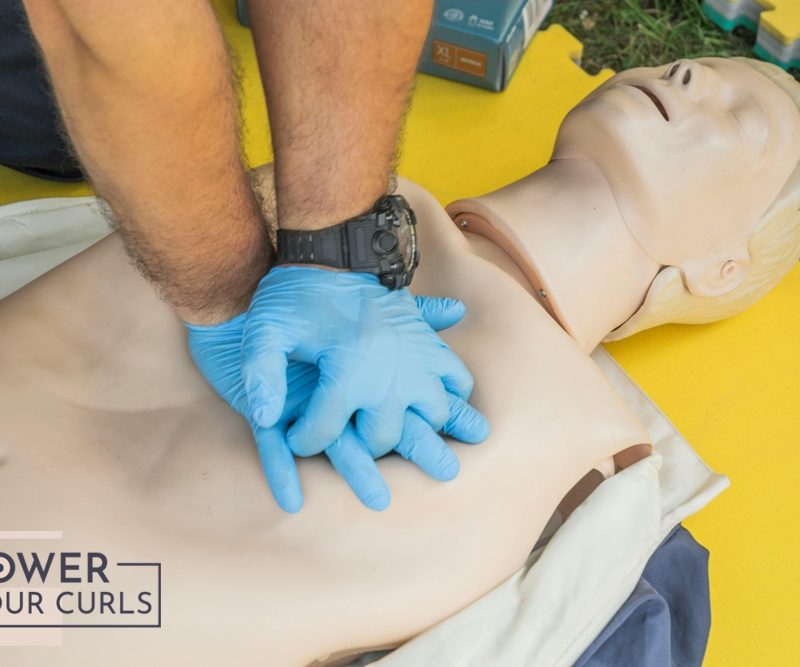 CPR First aid Cardiopulmonary resuscitation adult. First aid life saving class.